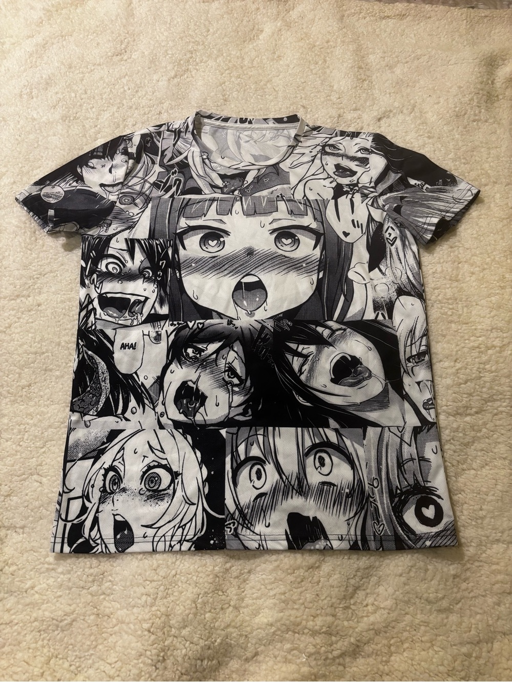 Black & White Graphic Anime Panel Tee1504